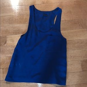 Navy blue silk racer back tank size small